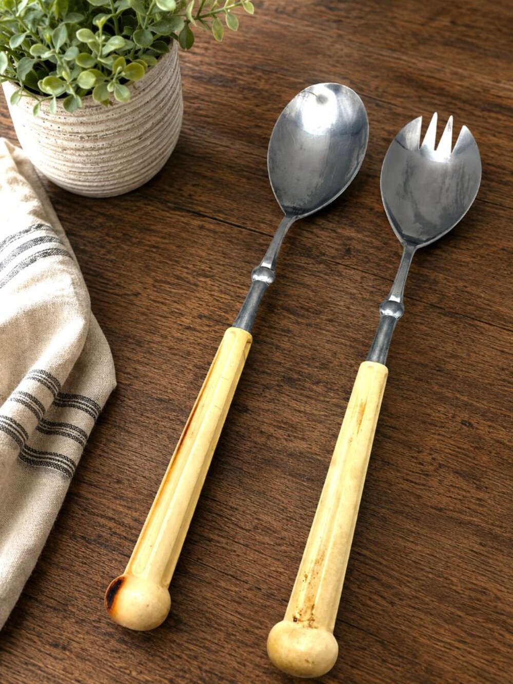Vintage Oxford Hall 1973 Stainless Japan Salad Serving Spoon Fork Set 12"